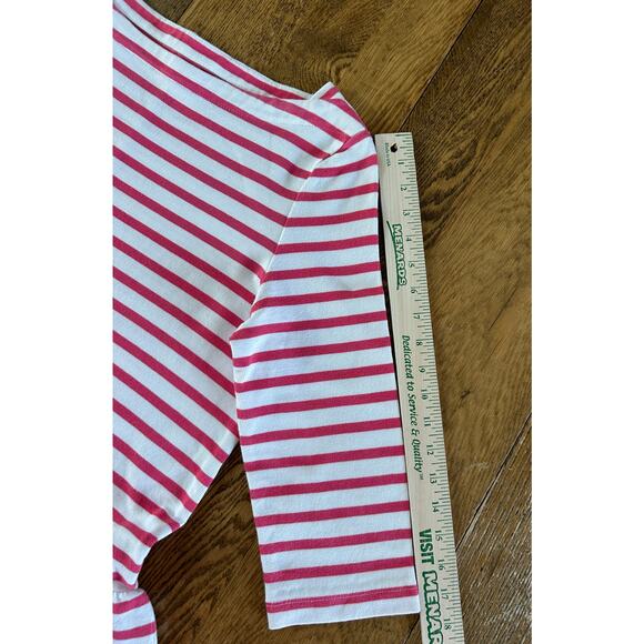 Brooke Street Kate Spade Pink and White Stripe Peplum Top Boat Neck 100% Cotton - Picture 3 of 7